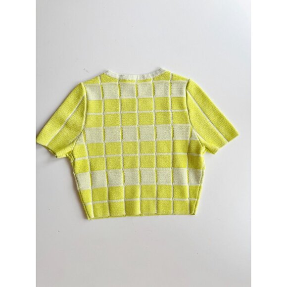 NWOTT SOLID & STRIPED Cara Pear Gingham Knit Cropped T-Shirt, Size S - Picture 6 of 9